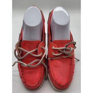 Sperry Top-Sider J.Crew Coral Canvas Boat Shoes Women's Size 7